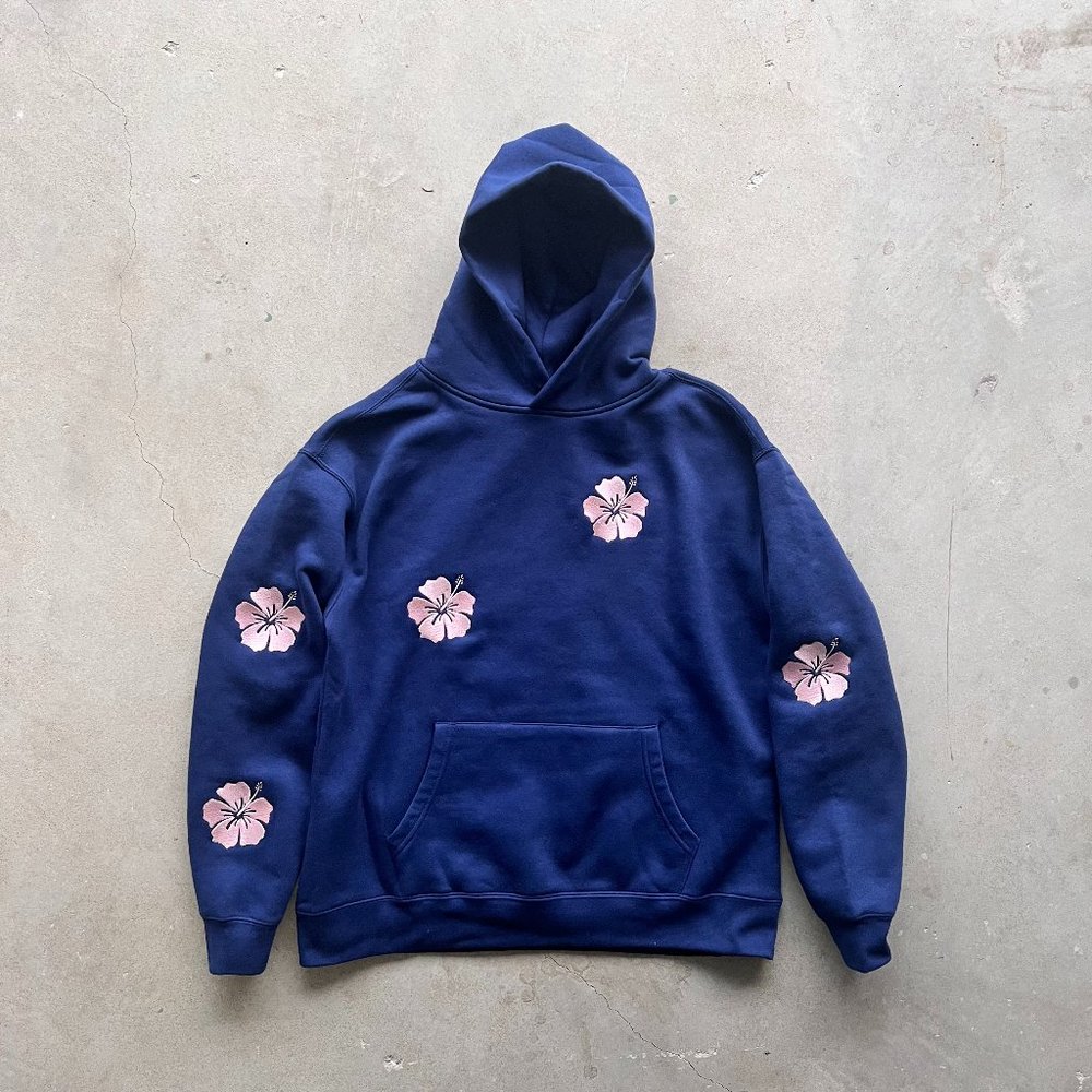 HIbiscus Flower Oversized Hoodie - Embrodiered